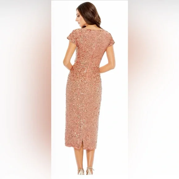 Mac Duggal (10766) Short Sleeve Cocktail Dress-NWT-Size 14-Copper - Picture 2 of 13